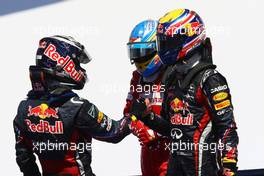 26.06.2011 Valencia, Spain,  Sebastian Vettel (GER), Red Bull Racing and Mark Webber (AUS), Red Bull Racing - Formula 1 World Championship, Rd 08, European Grand Prix, Sunday Podium