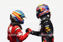 26.06.2011 Valencia, Spain,  Fernando Alonso (ESP), Scuderia Ferrari and Mark Webber (AUS), Red Bull Racing - Formula 1 World Championship, Rd 08, European Grand Prix, Sunday Podium