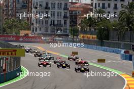 26.06.2011 Valencia, Spain,  Sebastian Vettel (GER), Red Bull Racing leads at the start of the race - Formula 1 World Championship, Rd 08, European Grand Prix, Sunday Race