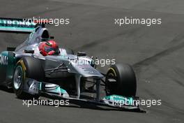 26.06.2011 Valencia, Spain,  Michael Schumacher (GER), Mercedes GP after his contact with Vitaly Petrov (RUS), Lotus Renalut F1 Team, accident  - Formula 1 World Championship, Rd 08, European Grand Prix, Sunday Race