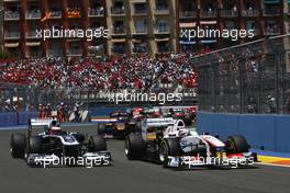 26.06.2011 Valencia, Spain,  Rubens Barrichello (BRA), Williams F1 Team and Kamui Kobayashi (JAP), Sauber F1 Team  - Formula 1 World Championship, Rd 08, European Grand Prix, Sunday Race