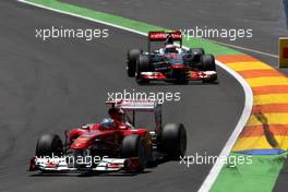 26.06.2011 Valencia, Spain,  Fernando Alonso (ESP), Scuderia Ferrari leads Jenson Button (GBR), McLaren Mercedes - Formula 1 World Championship, Rd 08, European Grand Prix, Sunday Race