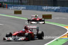26.06.2011 Valencia, Spain,  Fernando Alonso (ESP), Scuderia Ferrari, F150 leads Felipe Massa (BRA), Scuderia Ferrari - Formula 1 World Championship, Rd 08, European Grand Prix, Sunday Race