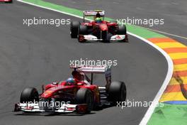 26.06.2011 Valencia, Spain,  Fernando Alonso (ESP), Scuderia Ferrari, F150 leads Felipe Massa (BRA), Scuderia Ferrari - Formula 1 World Championship, Rd 08, European Grand Prix, Sunday Race