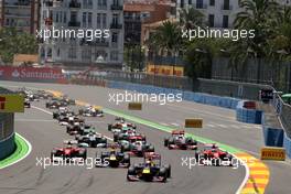 26.06.2011 Valencia, Spain,  Sebastian Vettel (GER), Red Bull Racing leads at the start of the race - Formula 1 World Championship, Rd 08, European Grand Prix, Sunday Race