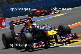 26.06.2011 Valencia, Spain,  Sebastian Vettel (GER), Red Bull Racing leads Fernando Alonso (ESP), Scuderia Ferrari - Formula 1 World Championship, Rd 08, European Grand Prix, Sunday Race