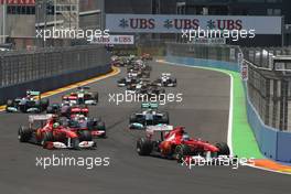 26.06.2011 Valencia, Spain,  Start of the race, Fernando Alonso (ESP), Scuderia Ferrari  - Formula 1 World Championship, Rd 08, European Grand Prix, Sunday Race