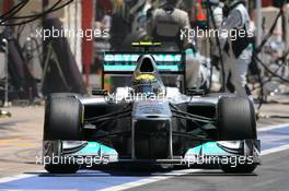 26.06.2011 Valencia, Spain,  Nico Rosberg (GER), Mercedes GP Petronas F1 Team pit stop - Formula 1 World Championship, Rd 08, European Grand Prix, Sunday Race