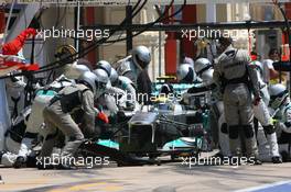 26.06.2011 Valencia, Spain,  Nico Rosberg (GER), Mercedes GP Petronas F1 Team pit stop - Formula 1 World Championship, Rd 08, European Grand Prix, Sunday Race