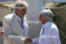 25.06.2011 Valencia, Spain,  Bernie Ecclestone (GBR) with José Plácido Domingo, Tenor - Formula 1 World Championship, Rd 08, European Grand Prix, Saturday