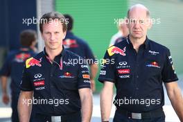 26.06.2011 Valencia, Spain,  Christian Horner (GBR), Red Bull Racing, Sporting Director and Adrian Newey (GBR), Red Bull Racing, Technical Operations Director - Formula 1 World Championship, Rd 08, European Grand Prix, Sunday