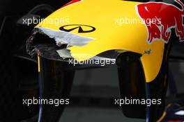 23.06.2011 Valencia, Spain,  Red Bull Racing, RB7 broken nose cone - Formula 1 World Championship, Rd 08, European Grand Prix, Thursday