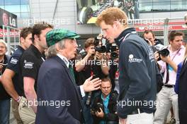 10.07.2011 Silverstone, UK, England,  Sir Jackie Stewart with Prince Harry - Formula 1 World Championship, Rd 09, British Grand Prix, Sunday Pre-Race Grid
