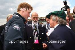 10.07.2011 Silverstone, UK, England,  Prince Harry with Sir Jackie Stewart and Prince Michael of Kent - Formula 1 World Championship, Rd 09, British Grand Prix, Sunday Pre-Race Grid