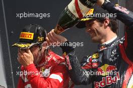 10.07.2011 Silverstone, UK, England,  Fernando Alonso (ESP), Scuderia Ferrari, Mark Webber (AUS), Red Bull Racing - Formula 1 World Championship, Rd 09, British Grand Prix, Sunday Podium