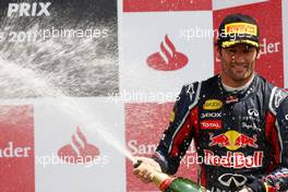 10.07.2011 Silverstone, UK, England,  Mark Webber (AUS), Red Bull Racing - Formula 1 World Championship, Rd 09, British Grand Prix, Sunday Podium