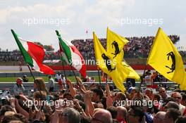 10.07.2011 Silverstone, UK, England,  Ferrari flags - Formula 1 World Championship, Rd 09, British Grand Prix, Sunday Podium