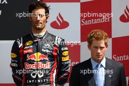 10.07.2011 Silverstone, UK, England,  Mark Webber (AUS), Red Bull Racing and Prince Harry - Formula 1 World Championship, Rd 09, British Grand Prix, Sunday Podium