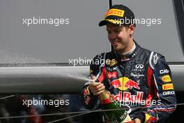10.07.2011 Silverstone, UK, England,  Sebastian Vettel (GER), Red Bull Racing  - Formula 1 World Championship, Rd 09, British Grand Prix, Sunday Podium