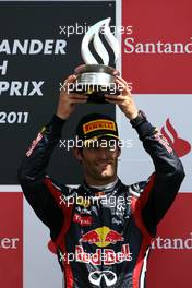 10.07.2011 Silverstone, UK, England,  Mark Webber (AUS), Red Bull Racing  - Formula 1 World Championship, Rd 09, British Grand Prix, Sunday Podium