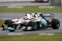 10.07.2011 Silverstone, UK, England,  Nico Rosberg (GER), Mercedes GP Petronas F1 Team leads Sergio Pérez (MEX), Sauber F1 Team - Formula 1 World Championship, Rd 09, British Grand Prix, Sunday Race