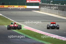 10.07.2011 Silverstone, UK, England,  Felipe Massa (BRA), Scuderia Ferrari and Lewis Hamilton (GBR), McLaren Mercedes - Formula 1 World Championship, Rd 09, British Grand Prix, Sunday Race