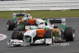 10.07.2011 Silverstone, UK, England,  Paul di Resta (GBR), Force India F1 Team, Adrian Sutil (GER), Force India F1 Team - Formula 1 World Championship, Rd 09, British Grand Prix, Sunday Race