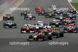 10.07.2011 Silverstone, UK, England,  Start of the race, Sebastian Vettel (GER), Red Bull Racing  - Formula 1 World Championship, Rd 09, British Grand Prix, Sunday Race
