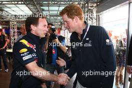 10.07.2011 Silverstone, UK, England,  Christian Horner (GBR), Red Bull Racing, Sporting Director with Prince Harry - Formula 1 World Championship, Rd 09, British Grand Prix, Sunday