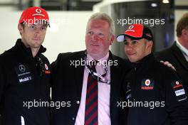 10.07.2011 Silverstone, UK, England,  Jenson Button (GBR), McLaren Mercedes, Mike Penning MP (GBR) Minister for Transport, Lewis Hamilton (GBR), McLaren Mercedes - Formula 1 World Championship, Rd 09, British Grand Prix, Sunday