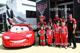 07.07.2011 Silverstone, UK, England,  Virgin F1 Team has a partnership with Disney to promote the movie Car 2, Jerome d'Ambrosio (BEL), Virgin Racing and Timo Glock (GER), Virgin Racing  - Formula 1 World Championship, Rd 09, British Grand Prix, Thursday