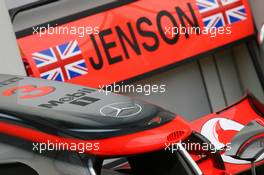 22.07.2011 Nurburgring, Germany,  Jenson Button (GBR), McLaren Mercedes nose cone - Formula 1 World Championship, Rd 10, German Grand Prix, Friday Practice