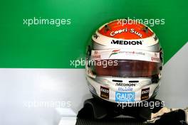 22.07.2011 Nurburgring, Germany,  Helmet of Adrian Sutil (GER), Force India  - Formula 1 World Championship, Rd 10, German Grand Prix, Friday Practice