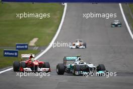 24.07.2011 Nurburgring, Germany,  Felipe Massa (BRA), Scuderia Ferrari and Nico Rosberg (GER), Mercedes GP Petronas F1 Team - Formula 1 World Championship, Rd 10, German Grand Prix, Sunday Race