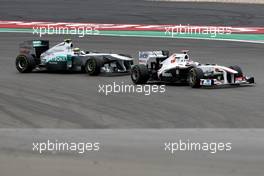 24.07.2011 Nurburgring, Germany,  Kamui Kobayashi (JAP), Sauber F1 Team, Nico Rosberg (GER), Mercedes GP Petronas F1 Team - Formula 1 World Championship, Rd 10, German Grand Prix, Sunday Race