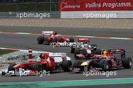 24.07.2011 Nurburgring, Germany,  Felipe Massa (BRA), Scuderia Ferrari and Mark Webber (AUS), Red Bull Racing  - Formula 1 World Championship, Rd 10, German Grand Prix, Sunday Race