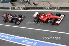 24.07.2011 Nurburgring, Germany,  Felipe Massa (BRA), Scuderia Ferrari, Sebastian Vettel (GER), Red Bull Racing - Formula 1 World Championship, Rd 10, German Grand Prix, Sunday Race