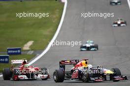 24.07.2011 Nurburgring, Germany,  Felipe Massa (BRA), Scuderia Ferrari and Sebastian Vettel (GER), Red Bull Racing - Formula 1 World Championship, Rd 10, German Grand Prix, Sunday Race