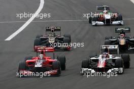 24.07.2011 Nurburgring, Germany, Jerome d'Ambrosio (BEL), Virgin Racing and Daniel Ricciardo (AUS) Hispania Racing Team, HRT  - Formula 1 World Championship, Rd 10, German Grand Prix, Sunday Race