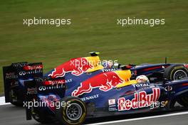 24.07.2011 Nurburgring, Germany,  Mark Webber (AUS), Red Bull Racing and Sebastian Vettel (GER), Red Bull Racing - Formula 1 World Championship, Rd 10, German Grand Prix, Sunday Race