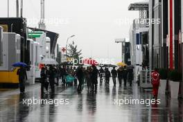 21.07.2011 , Germany,  Paddock atmosphere, rain - Formula 1 World Championship, Rd 10, German Grand Prix, Thursday