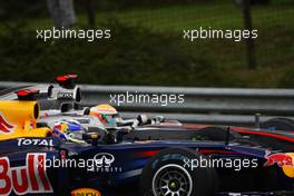 31.07.2011 Budapest, Hungary,  Sebastian Vettel (GER), Red Bull Racing and Lewis Hamilton (GBR), McLaren Mercedes - Formula 1 World Championship, Rd 11, Hungarian Grand Prix, Sunday Race