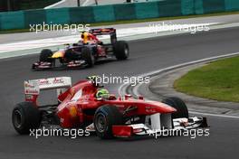 31.07.2011 Budapest, Hungary,  Felipe Massa (BRA), Scuderia Ferrari leads Mark Webber (AUS), Red Bull Racing - Formula 1 World Championship, Rd 11, Hungarian Grand Prix, Sunday Race