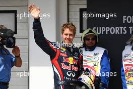 30.07.2011 Budapest, Hungary,  Sebastian Vettel (GER), Red Bull Racing pole position - Formula 1 World Championship, Rd 11, Hungarian Grand Prix, Saturday Qualifying