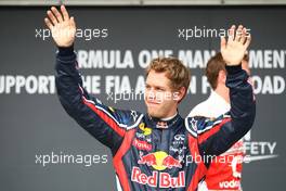 30.07.2011 Budapest, Hungary,  pole position for Sebastian Vettel (GER), Red Bull Racing - Formula 1 World Championship, Rd 11, Hungarian Grand Prix, Saturday Qualifying