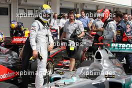 30.07.2011 Budapest, Hungary,  Nico Rosberg (GER), Mercedes GP Petronas F1 Team, Michael Schumacher (GER), Mercedes GP Petronas F1 Team - Formula 1 World Championship, Rd 11, Hungarian Grand Prix, Saturday Qualifying