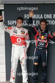 30.07.2011 Budapest, Hungary,  Jenson Button (GBR), McLaren Mercedes and Sebastian Vettel (GER), Red Bull Racing  - Formula 1 World Championship, Rd 11, Hungarian Grand Prix, Saturday Qualifying