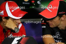 28.07.2011 Budapest, Hungary,  Felipe Massa (BRA), Scuderia Ferrari and Jenson Button (GBR), McLaren Mercedes  - Formula 1 World Championship, Rd 11, Hungarian Grand Prix, Thursday Press Conference