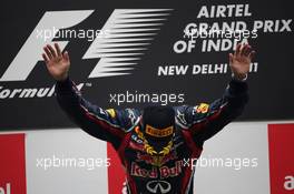 30.10.2011 New Delhi, India, race winner Sebastian Vettel (GER), Red Bull Racing  - Formula 1 World Championship, Rd 17, Indian Grand Prix, Sunday Podium