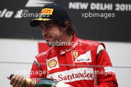 30.10.2011 New Delhi, India, Fernando Alonso (ESP), Scuderia Ferrari - Formula 1 World Championship, Rd 17, Indian Grand Prix, Sunday Podium